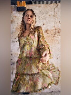 Kobi Halperin Emma Tiered Ruffle-Embellished V neck‎ Spring Summer Mini Dress